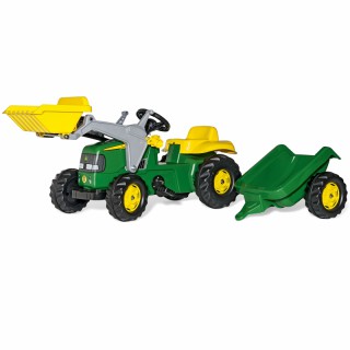Minamas traktorius su priekaba ir kaušu - vaikams nuo 2,5 iki 5 metų | rollyKid John Deere | Rolly Toys
